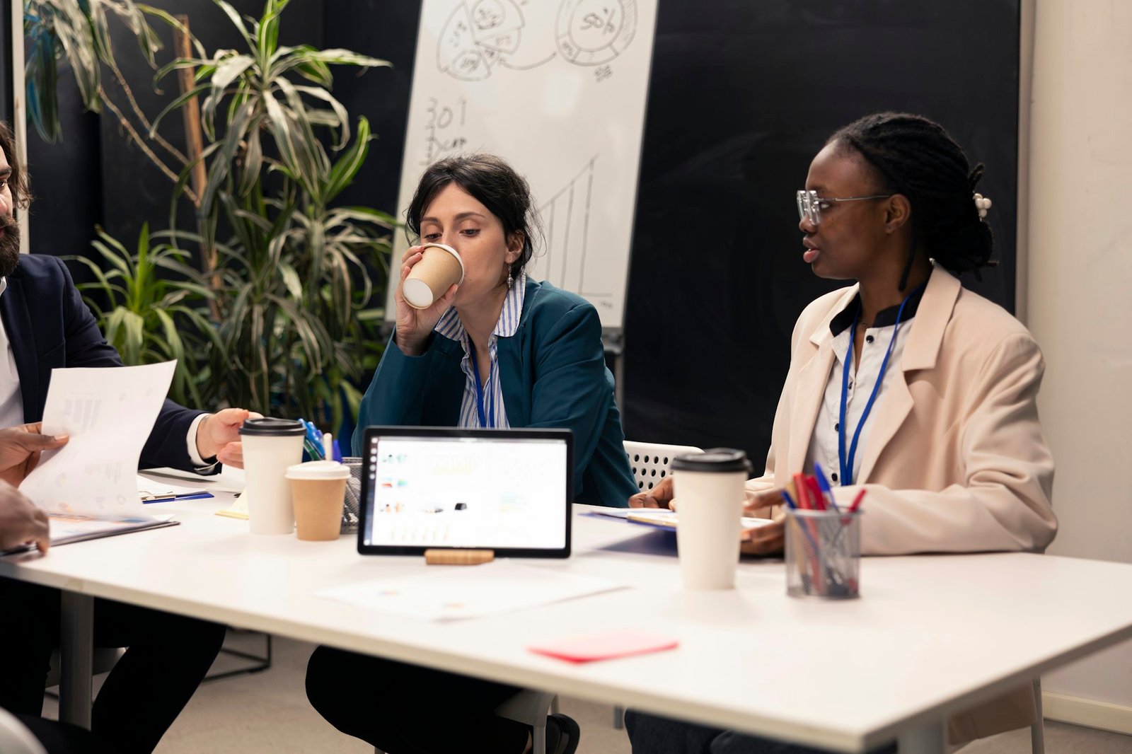 Public relations specialists working to improve social media image